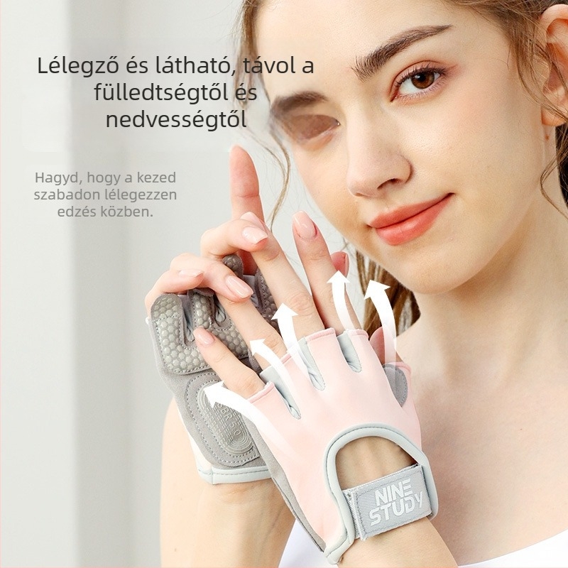 Félujjas edzőkesztyű férfiaknak és nőknek, csúszásmentes, lélegző, a bőrkeményedés elleni, jógahoz, kerékpárhoz és kempingezéshez