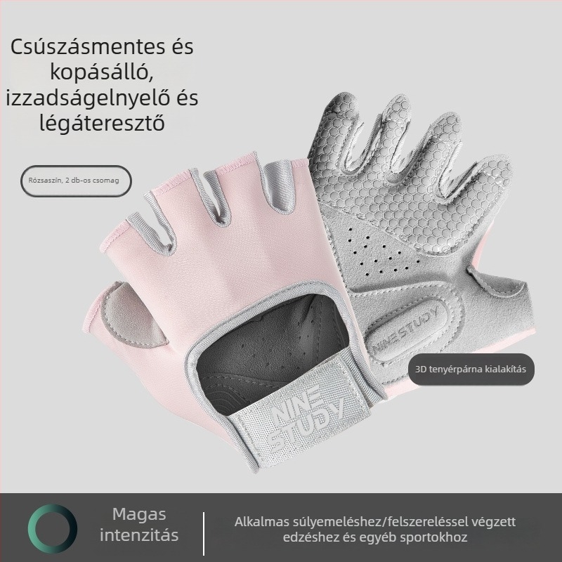 Félujjas edzőkesztyű férfiaknak és nőknek, csúszásmentes, lélegző, a bőrkeményedés elleni, jógahoz, kerékpárhoz és kempingezéshez