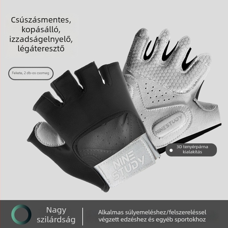 Félujjas edzőkesztyű férfiaknak és nőknek, csúszásmentes, lélegző, a bőrkeményedés elleni, jógahoz, kerékpárhoz és kempingezéshez