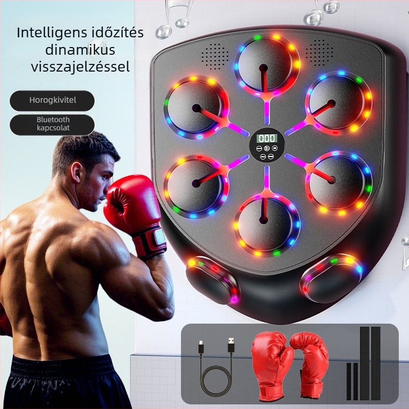 Intelligens Bluetooth boksz-edző LED-fénnyel és nyolc célponttal – otthoni fitnesz felszerelés