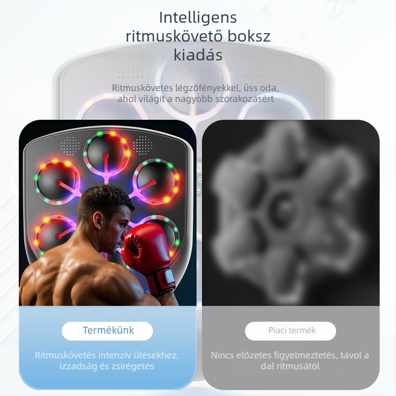 Intelligens Bluetooth boksz-edző LED-fénnyel és nyolc célponttal – otthoni fitnesz felszerelés