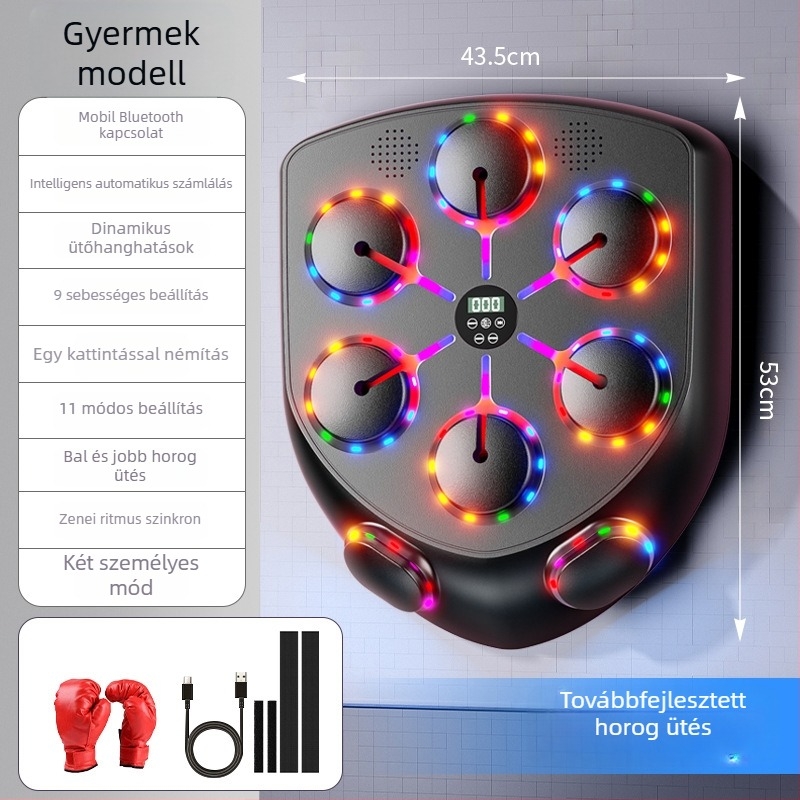 Intelligens Bluetooth boksz-edző LED-fénnyel és nyolc célponttal – otthoni fitnesz felszerelés