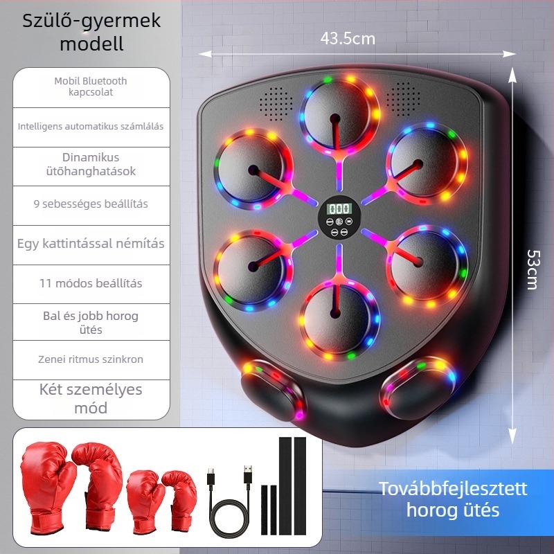 Intelligens Bluetooth boksz-edző LED-fénnyel és nyolc célponttal – otthoni fitnesz felszerelés
