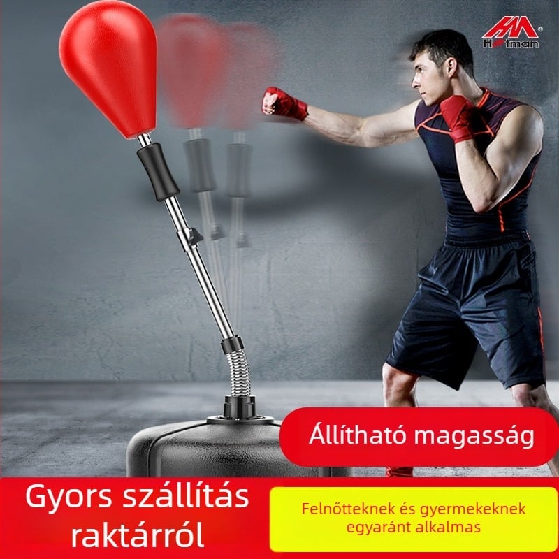 Boxoló sebességű labda reakciós céllal, edzőberendezés otthonra, függőleges álló homokzsák