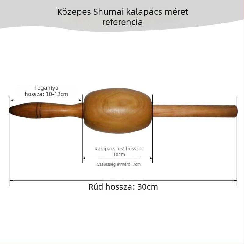 Fából készült shumai kalapács és nyújtófa, dumpling töltéséhez és tésztalapok készítéséhez, szakmai használatra