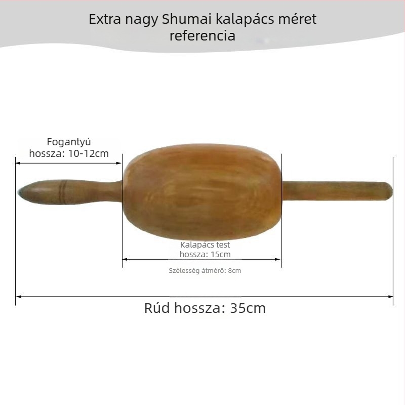 Fából készült shumai kalapács és nyújtófa, dumpling töltéséhez és tésztalapok készítéséhez, szakmai használatra