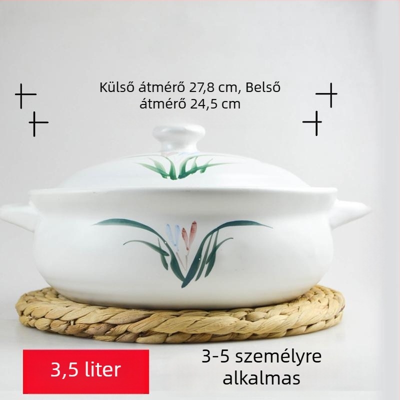Extra-nagy hőálló kerámia edény hot pot főzéséhez, otthoni használatra, sertés gyomor és csirke leves számára, gáztűzhelyhez kompatibilis
