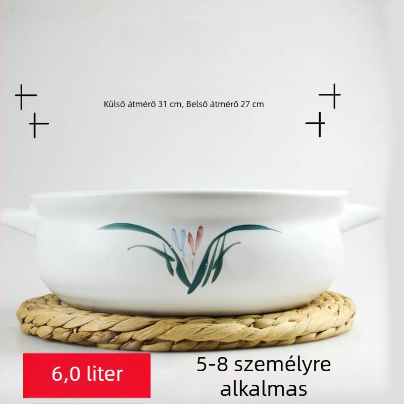 Extra-nagy hőálló kerámia edény hot pot főzéséhez, otthoni használatra, sertés gyomor és csirke leves számára, gáztűzhelyhez kompatibilis