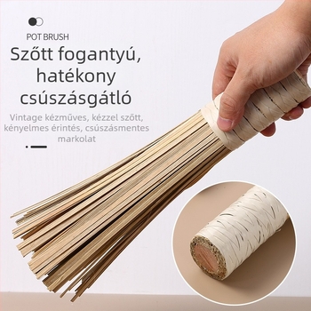 Hosszú nyeletű bambusz konyhai ecset fa nyéllel; bambusz edényecset