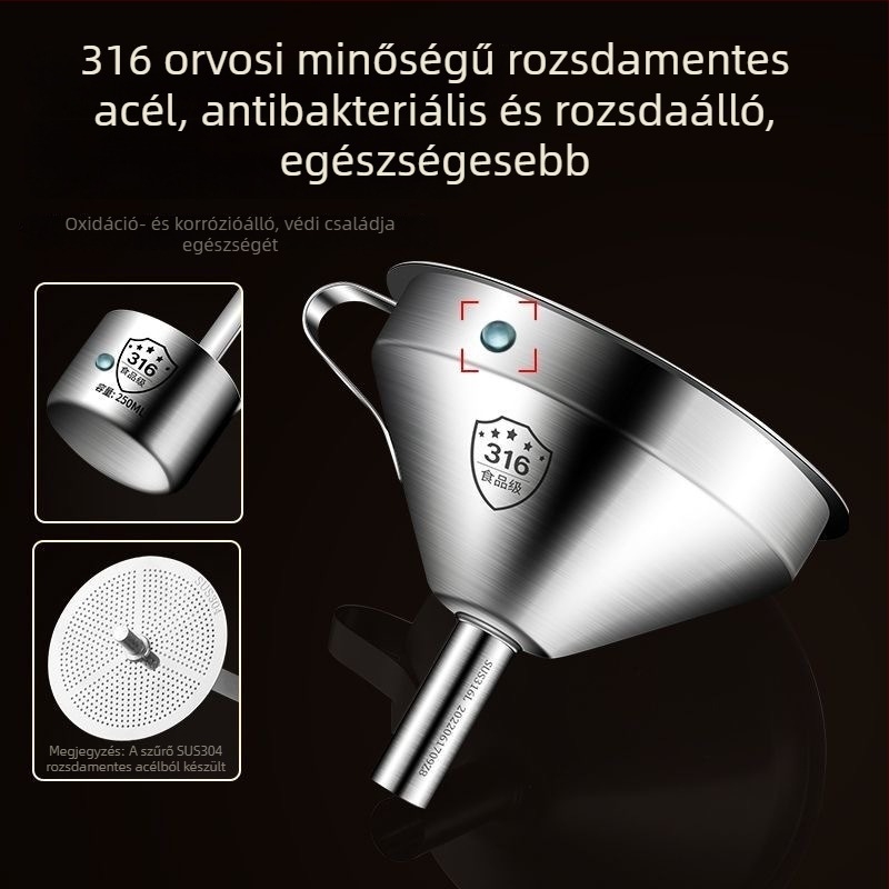 316 rozsdamentes acélból készült boröntő készlet otthoni használatra — nagy átmérő, kanál és tölcsér