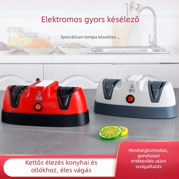 Háztartási elektromos késtartó – kétoldalas élező kő a konyhai késekhez
