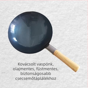Mini vas wok bevonat nélkül, egy személyes adaghoz, tojás sütésére, bébiétel készítéséhez