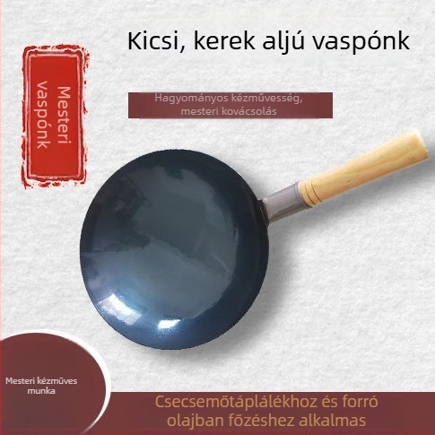 Mini vas wok bevonat nélkül, egy személyes adaghoz, tojás sütésére, bébiétel készítéséhez