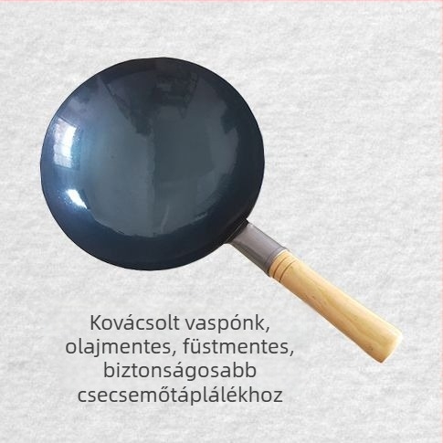 Mini vas wok bevonat nélkül, egy személyes adaghoz, tojás sütésére, bébiétel készítéséhez