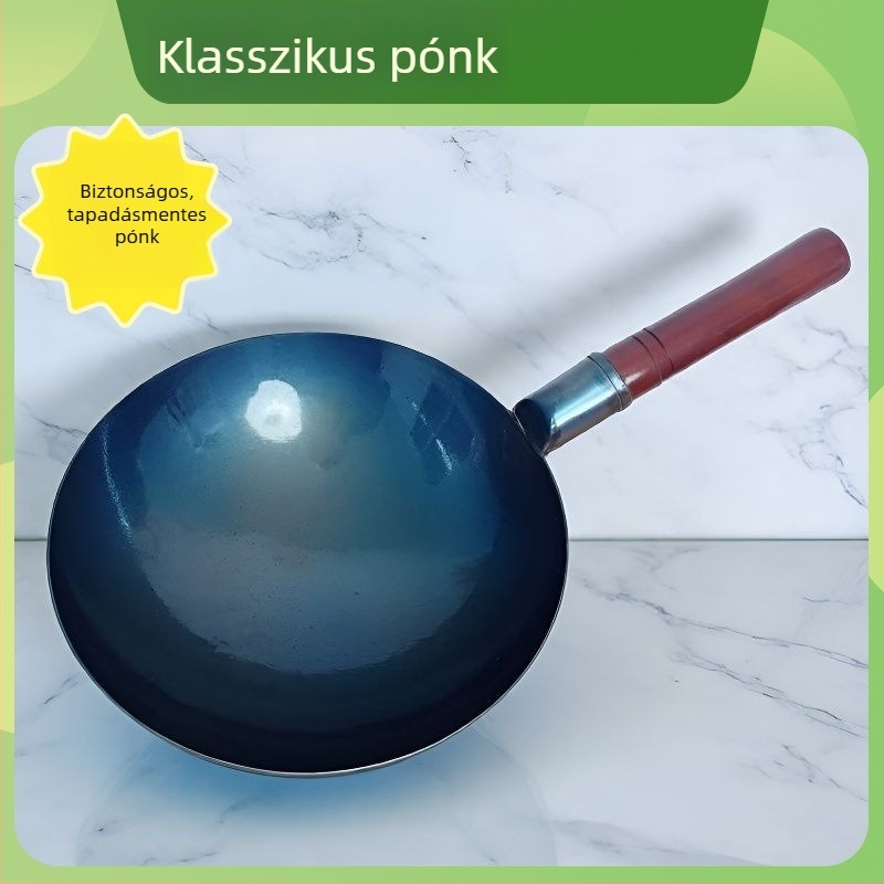 Mini vas wok bevonat nélkül, egy személyes adaghoz, tojás sütésére, bébiétel készítéséhez