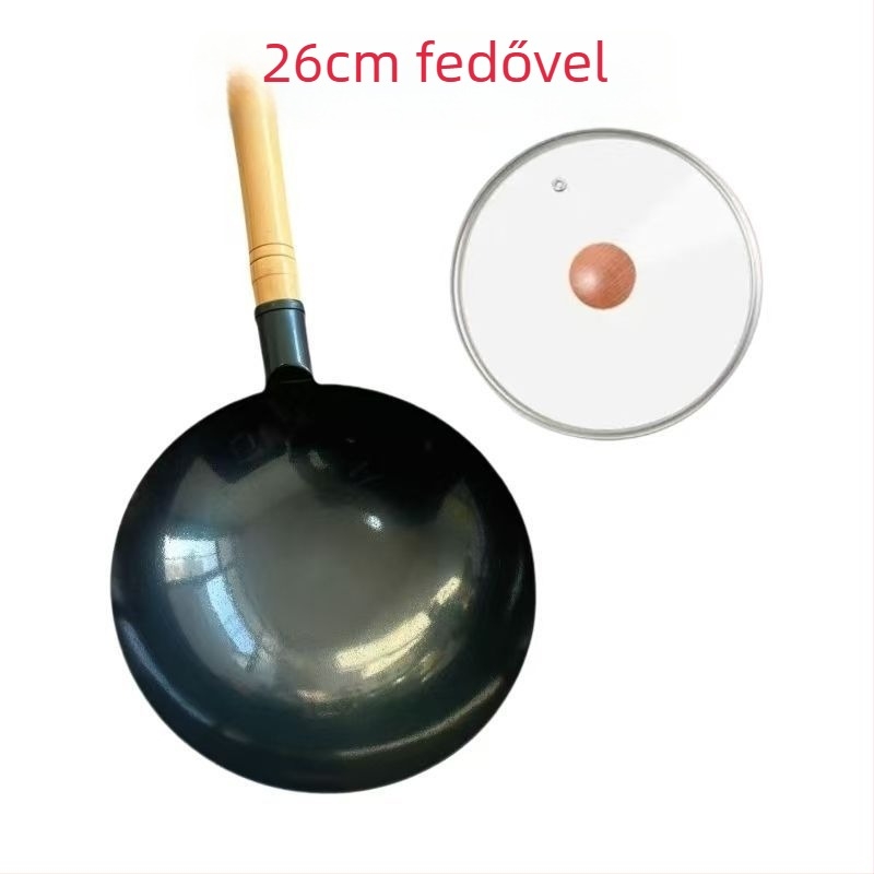Mini vas wok bevonat nélkül, egy személyes adaghoz, tojás sütésére, bébiétel készítéséhez
