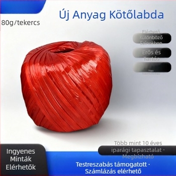 80 g habos új anyagú kötöző kötél csomagoláshoz, hossz 50-90 m, szélesség 35 mm, szakítószilárdság 25 kg, polipropilén, színek fehér, sárga, piros, zöld, kék