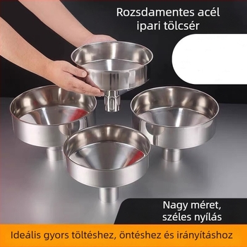 Extra nagy rozsdamentes acél ipari tölcsér, nagy átmérő, kereskedelmi töltéshez, alsó tartály
