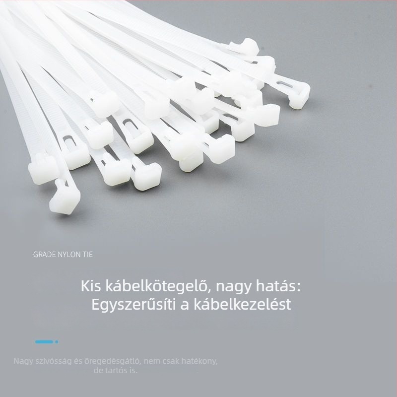 Friendship Oldható Nylon Kábelkötegek, Állítható Rögzítő Pántok Elektromos Vezetékeléshez, Fehér/Fekete, 4x150mm / 5x200mm / 5x300mm, 100 db/csomag