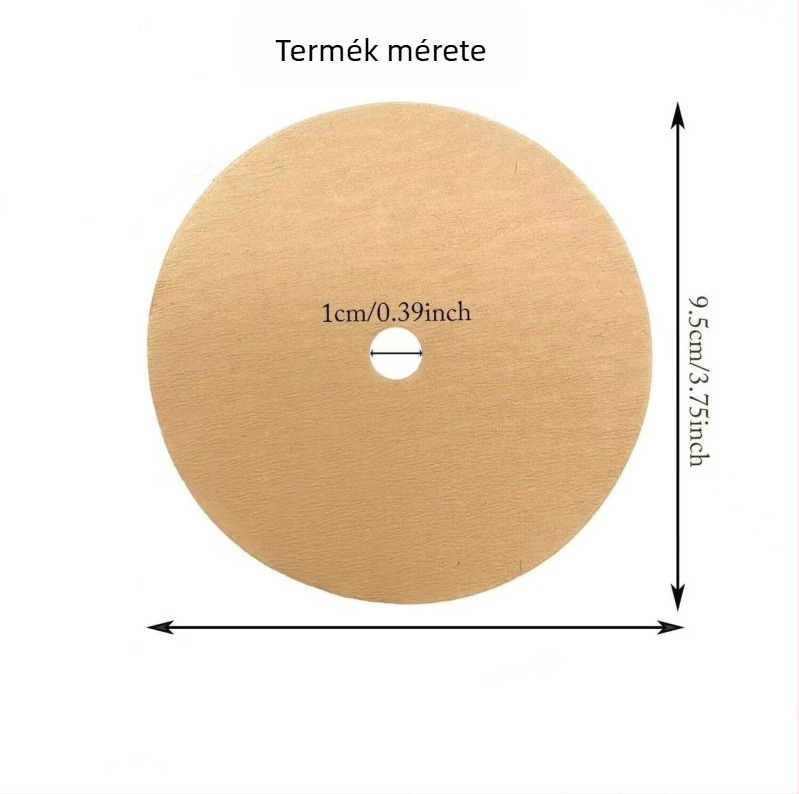 95 mm-es körkörös kávéfilterpapír kézi leöntéshez, fa cellulózból, fehér/természetes színű, lyukakkal