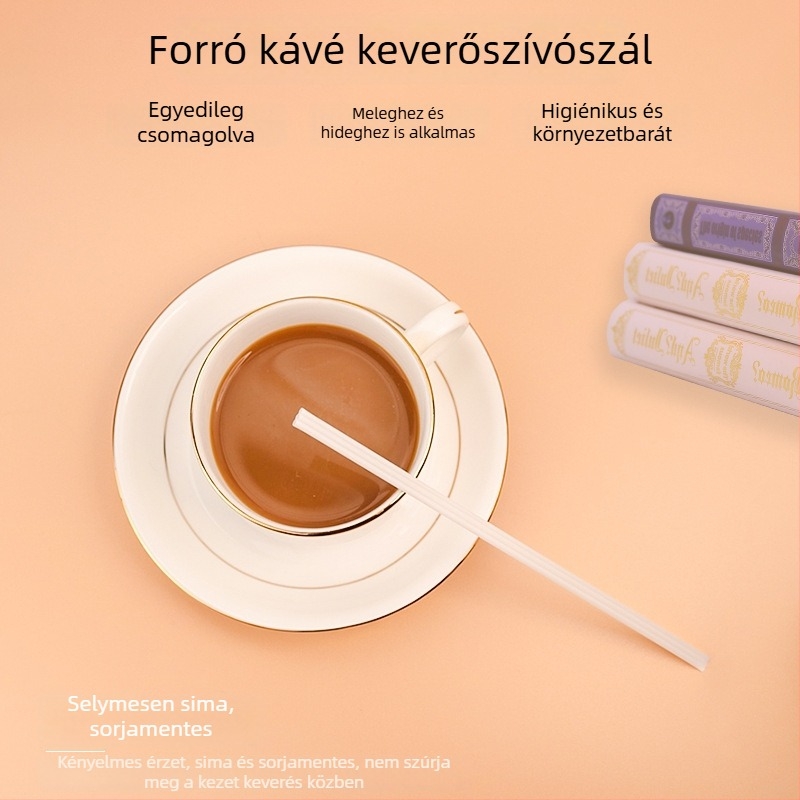 PLA kávé szívócső, egyszer használatos, biológiailag lebomló, egyedi csomagolás, keveréshez kávéhoz és tejes italokhoz