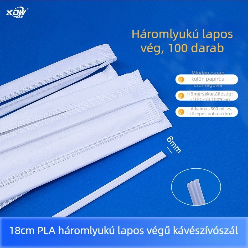 PLA kávé szívócső, egyszer használatos, biológiailag lebomló, egyedi csomagolás, keveréshez kávéhoz és tejes italokhoz