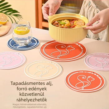 Vastag puha PVC hőálló konyhai matrac — kör alakú alátétek, edény- és pohár alátét, égési sérülések elleni védelem, modern minimalista design