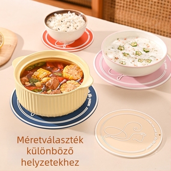 Vastag puha PVC hőálló konyhai matrac — kör alakú alátétek, edény- és pohár alátét, égési sérülések elleni védelem, modern minimalista design