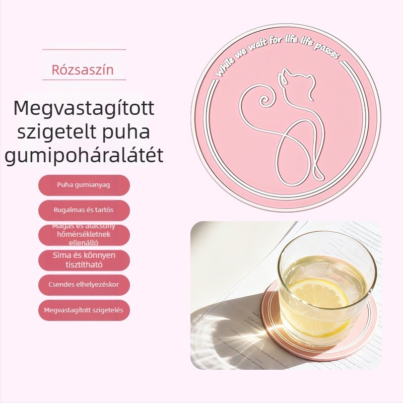 Vastag puha PVC hőálló konyhai matrac — kör alakú alátétek, edény- és pohár alátét, égési sérülések elleni védelem, modern minimalista design