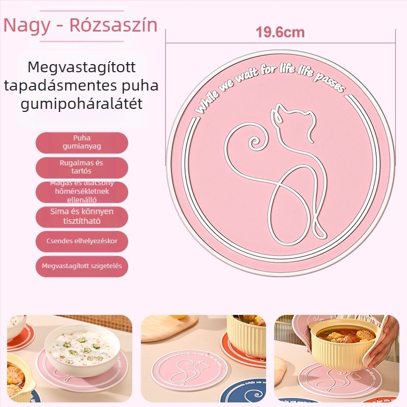 Vastag puha PVC hőálló konyhai matrac — kör alakú alátétek, edény- és pohár alátét, égési sérülések elleni védelem, modern minimalista design