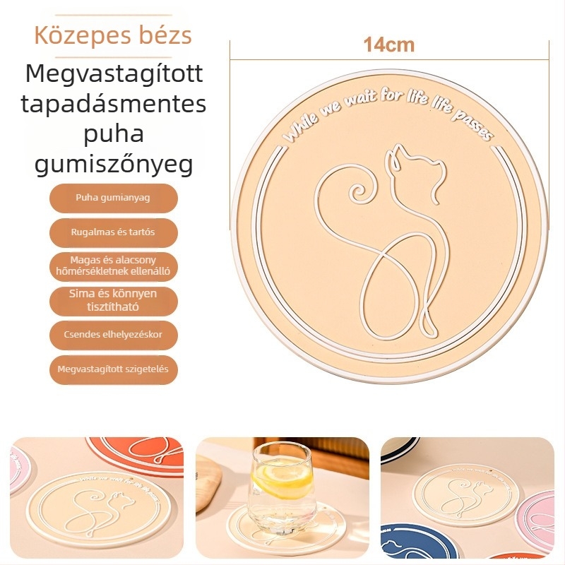 Vastag puha PVC hőálló konyhai matrac — kör alakú alátétek, edény- és pohár alátét, égési sérülések elleni védelem, modern minimalista design