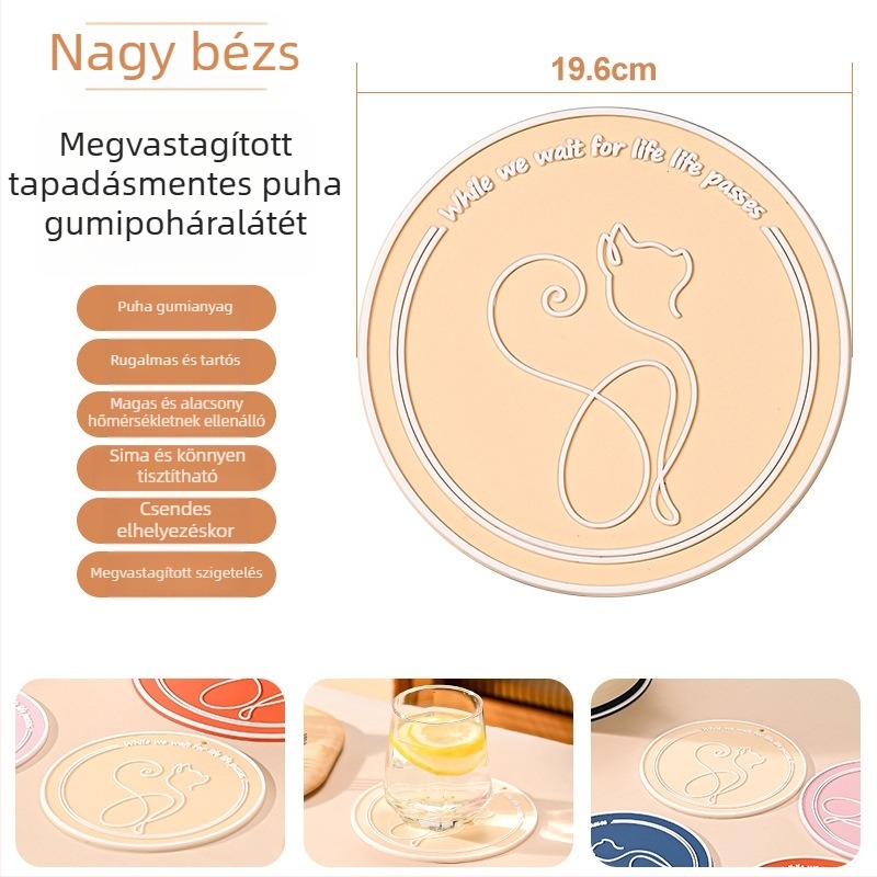Vastag puha PVC hőálló konyhai matrac — kör alakú alátétek, edény- és pohár alátét, égési sérülések elleni védelem, modern minimalista design