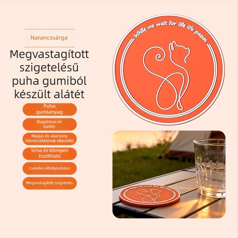 Vastag puha PVC hőálló konyhai matrac — kör alakú alátétek, edény- és pohár alátét, égési sérülések elleni védelem, modern minimalista design