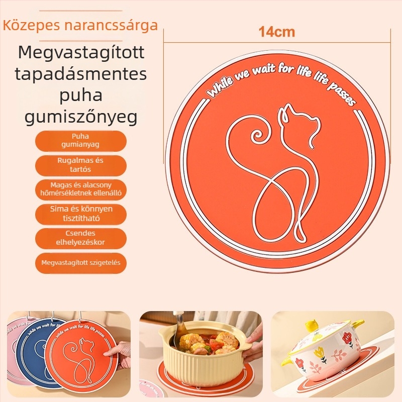 Vastag puha PVC hőálló konyhai matrac — kör alakú alátétek, edény- és pohár alátét, égési sérülések elleni védelem, modern minimalista design