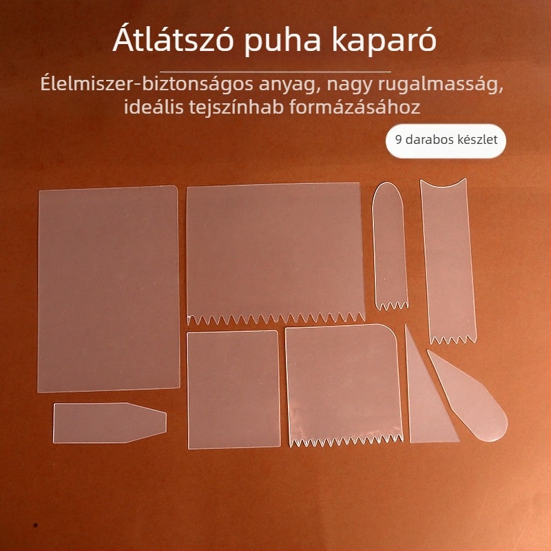 Átlátszó, puha spatula krém simításához kerek tortákon – félkör alakú műanyag díszítő készlet