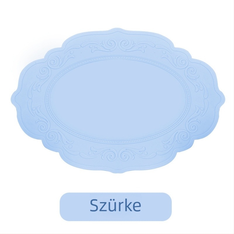 Nagy méretű szilikon étkezési alátét, európai retró-relief mintával, csúszásmentes, kerek pohár- és edényalátét, hőszigetelő