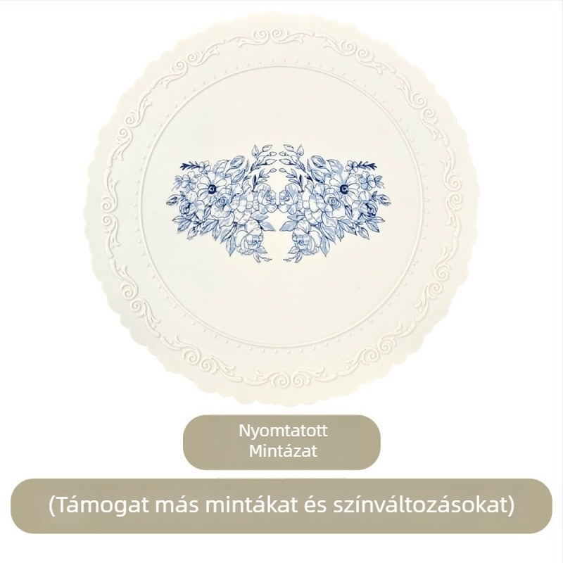 Nagy méretű szilikon étkezési alátét, európai retró-relief mintával, csúszásmentes, kerek pohár- és edényalátét, hőszigetelő