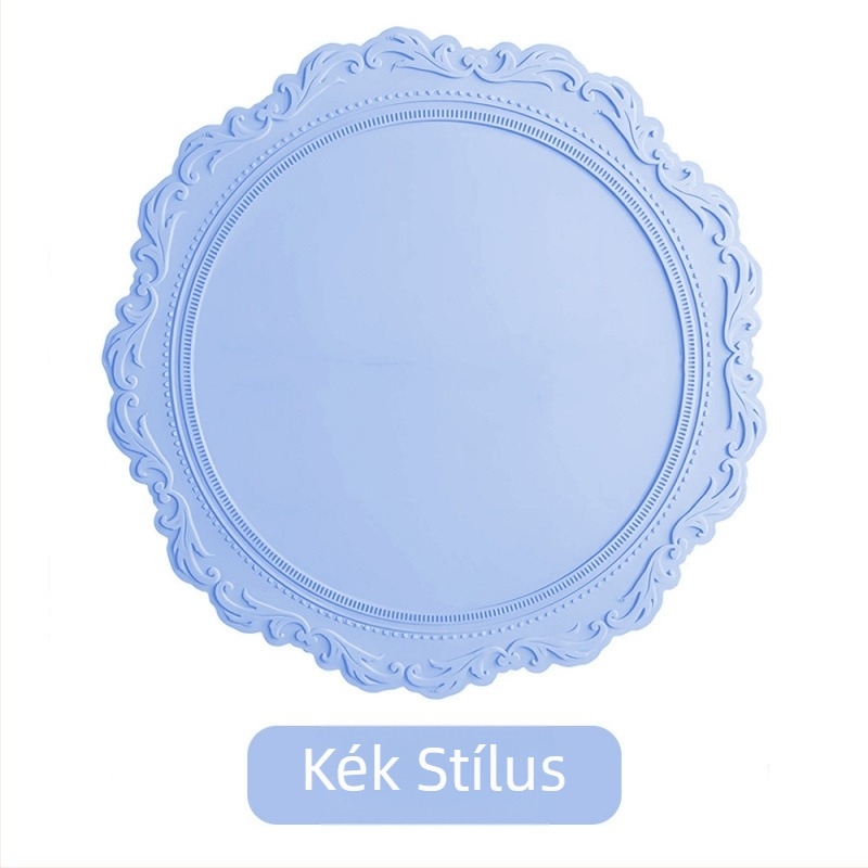 Nagy méretű szilikon étkezési alátét, európai retró-relief mintával, csúszásmentes, kerek pohár- és edényalátét, hőszigetelő