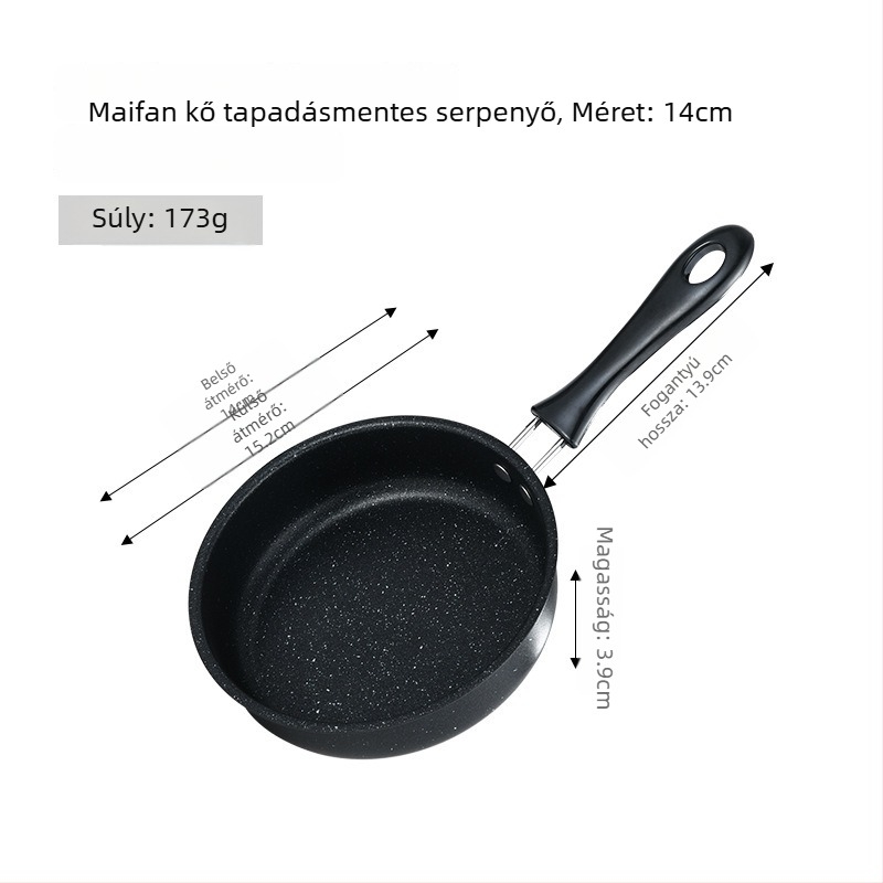 Maifan kőből készült mini tapadásmentes serpenyő steakhez és tojásokhoz, otthoni használatra, indukciós és gáztűzhelyekkel kompatibilis, vastagított vasból készült serpenyő