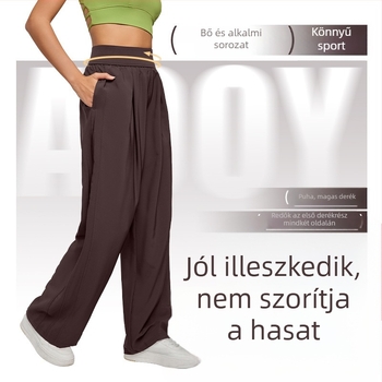 Női napvédő sportnadrág, új nyári modell, laza szabású, magas derék, széles lábú