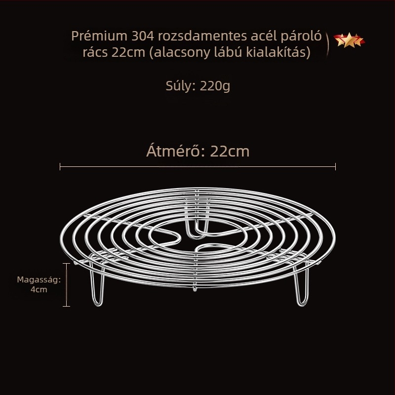 304 rozsdamentes acél gőzölő rács háztartási használatra, hőszigetelt tálca és háló, magas és alacsony lábú