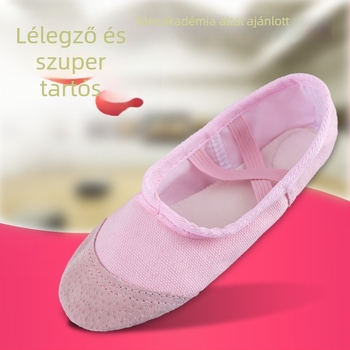 Balett gyakorláshoz puha talpú tánccipő gyerekeknek, lányoknak, lapos sarokkal