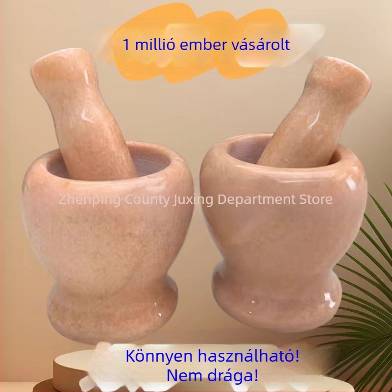 Természetes kő fokhagyma mozsár hámozóval, őrlővel és törővel a konyhába