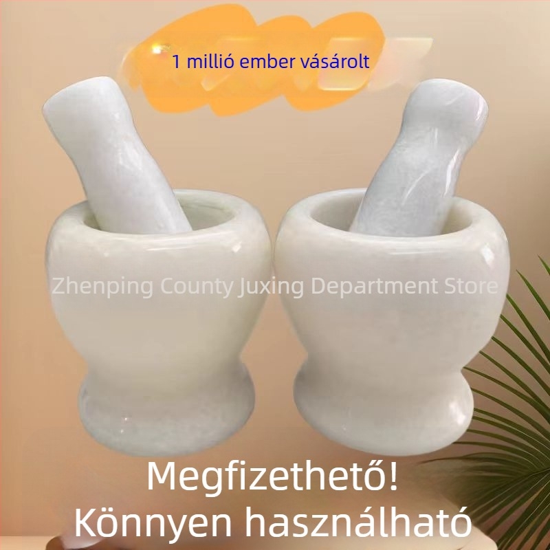 Természetes kő fokhagyma mozsár hámozóval, őrlővel és törővel a konyhába