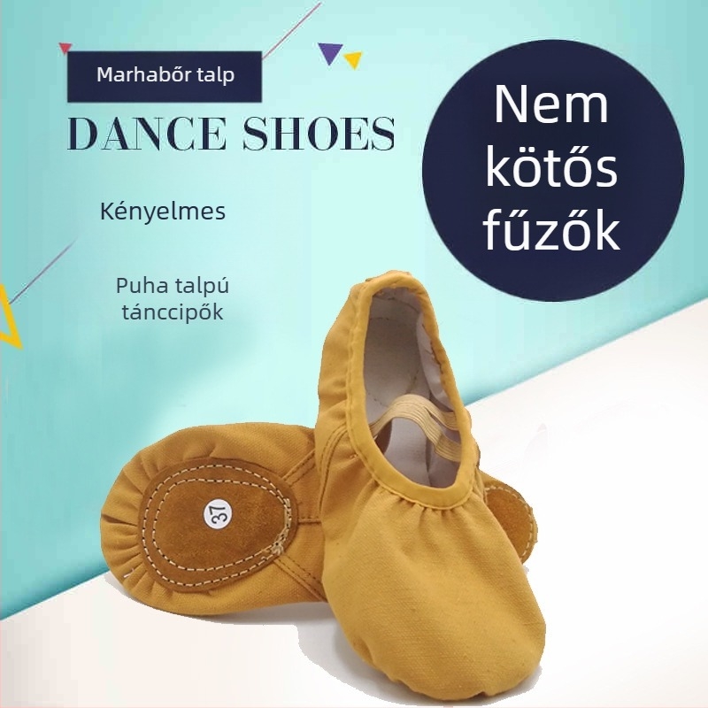No-tie tánccipők, légáteresztő balettcipők négy évszakos használatra, bőrszínű és piros színben, gyerekeknek és felnőtteknek