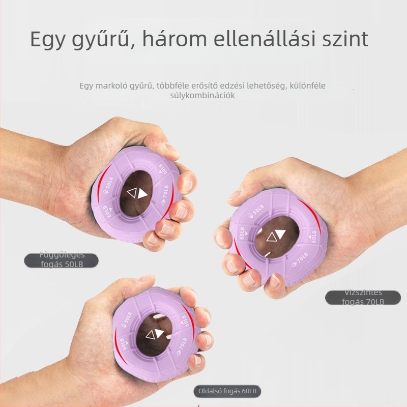 Szilikon fogáserősítő három ellenállási szinttel – csukló- és ujjak edzésére, hordozható otthoni fogógyűrű