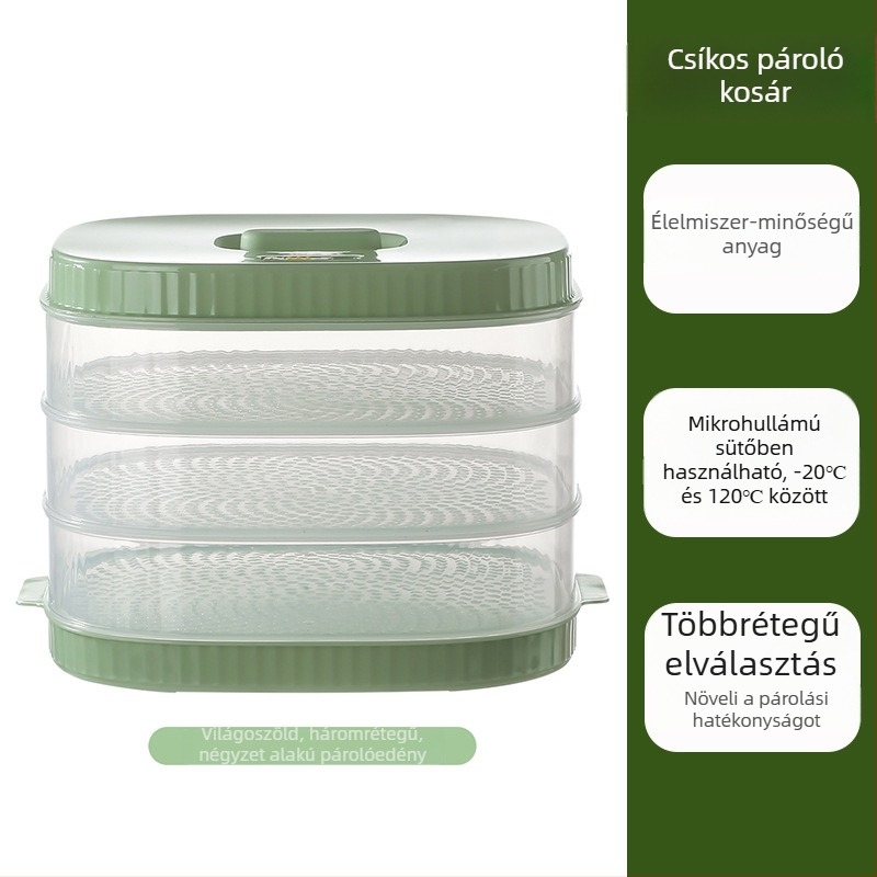 Kétszintes mikrohullámú gőzítő – sokoldalú gőzölés rizshez, tojásokhoz és zsemlehöz, otthoni és irodai használatra