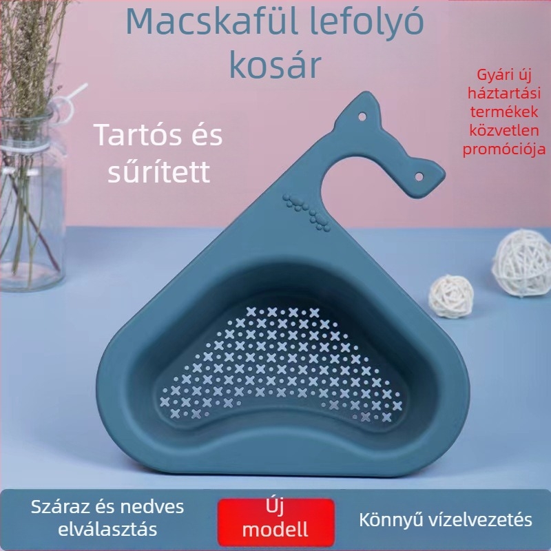 Macskafül formájú zöldség- és gyümölcsosó kosár, akasztós leeresztő kosár a konyhai mosogatóhoz