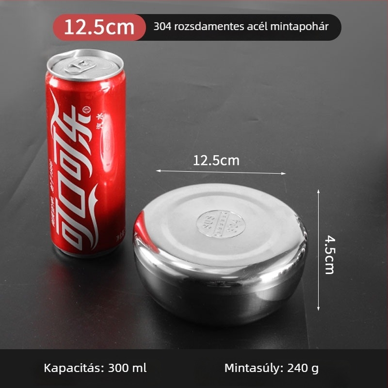 304 rozsdamentes acél minta tárolókészlet: kör alakú fedeles tál és vastagított négyszögletes mintatároló üveg, élelmiszer-minőségű