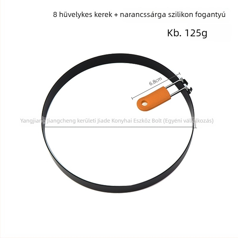430 rozsdamentes acélból készült kerek tojásgyűrű szilikon fogantyúval, tojás sütő forma és palacsinta forma
